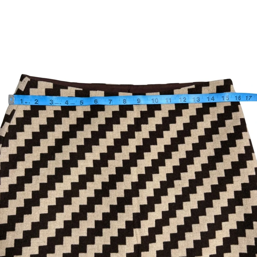 J. Crew Women's‎ Wool Blend Zigzag A-Line Skirt Size 4 Brown Beige Knee Length